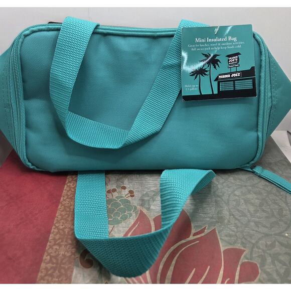 Trader Joe’s MINI TOTE Insulated Bag TEAL Cooler NEW WITH TAGS 6x6x10 Inch - Picture 6 of 8